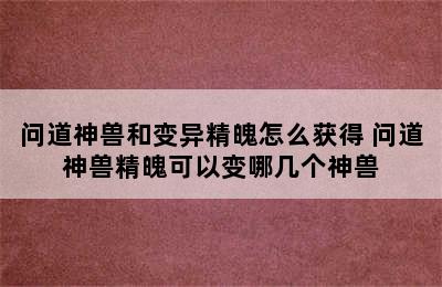 问道神兽和变异精魄怎么获得 问道神兽精魄可以变哪几个神兽